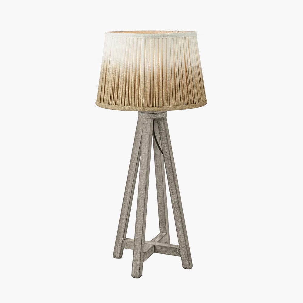Whitby Grey Wash Wood Tapered 4 Post Table Lamp - Base Only.