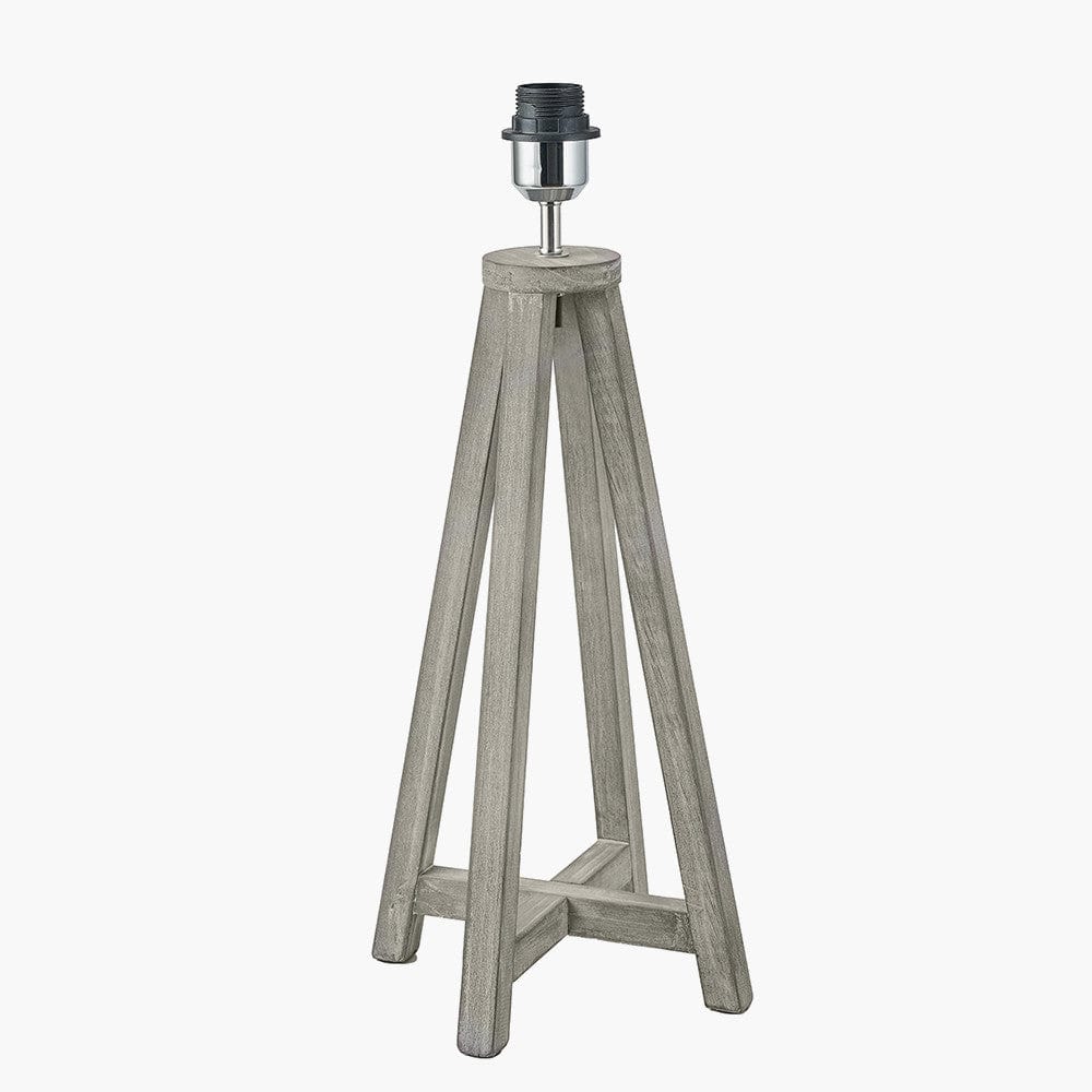 Whitby Grey Wash Wood Tapered 4 Post Table Lamp - Base Only.