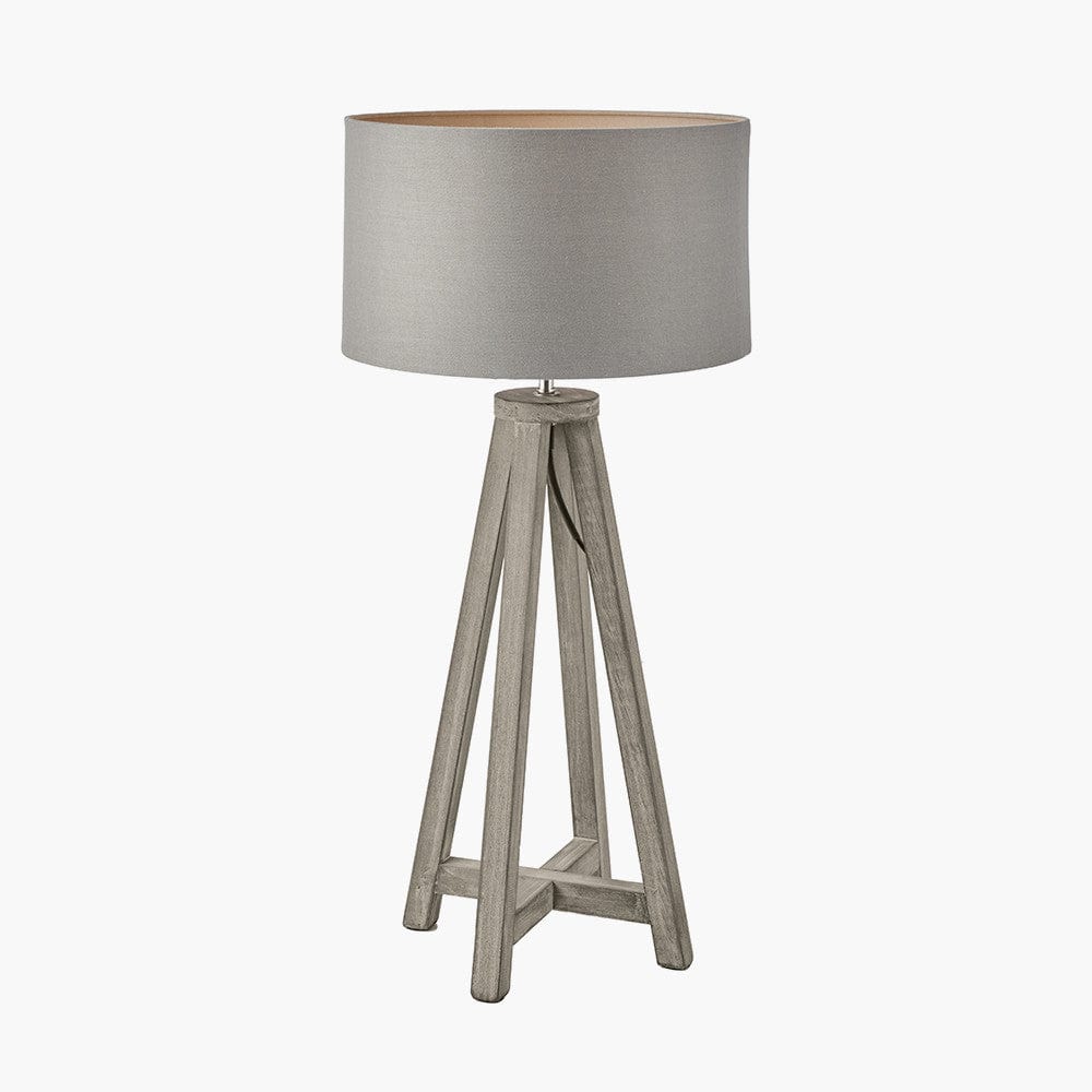 Whitby Grey Wash Wood Tapered 4 Post Table Lamp - Base Only.