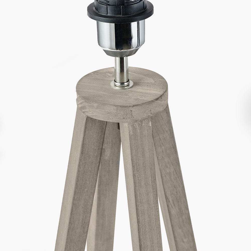 Whitby Grey Wash Wood Tapered 4 Post Table Lamp - Base Only.