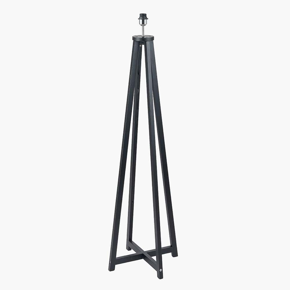 Whitby Matt Black Wood Tapered 4 Post Floor Lamp - Base Only.