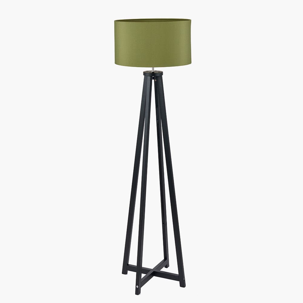 Whitby Matt Black Wood Tapered 4 Post Floor Lamp - Base Only.