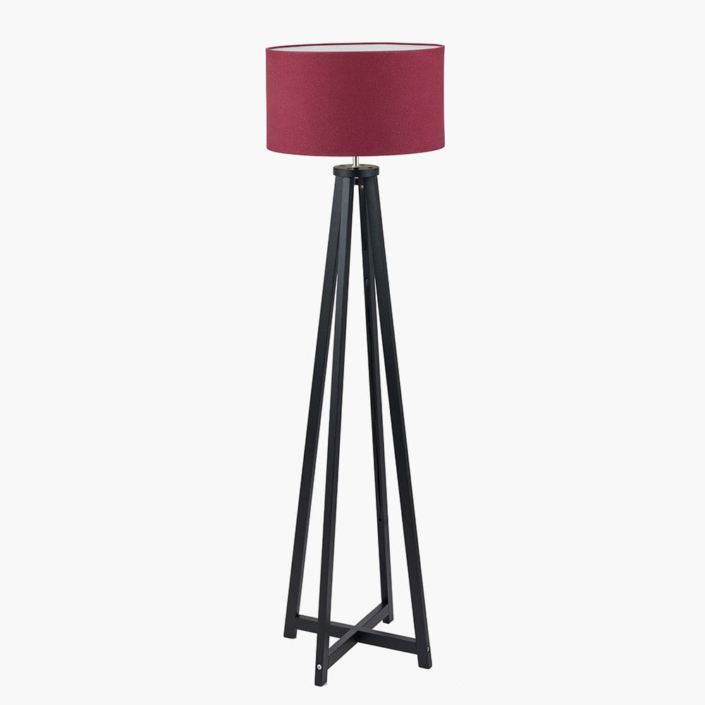 Whitby Matt Black Wood Tapered 4 Post Floor Lamp - Base Only.