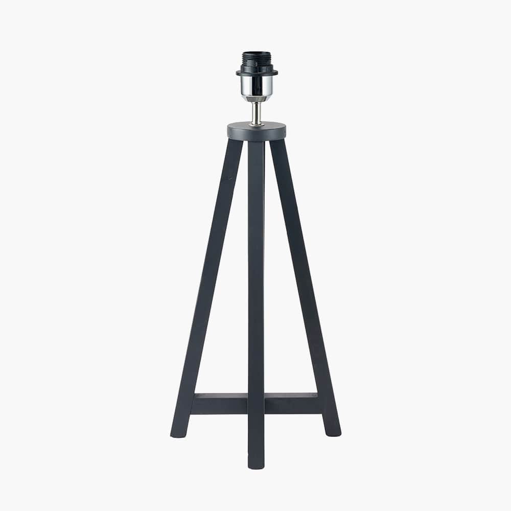 Whitby Matt Black Wood Tapered 4 Post Table Lamp Base with Lino 35cm Butterscotch Self Lined Linen Cylinder Lampshade.