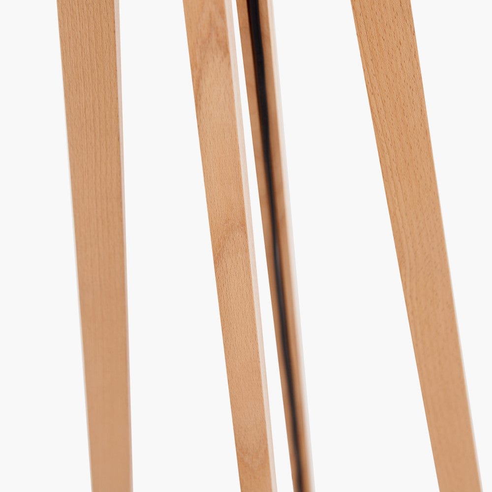 Whitby Natural Wood Tapered 4 Post Floor Lamp Base with Edward 45cm Natural Linen Cylinder Lampshade.