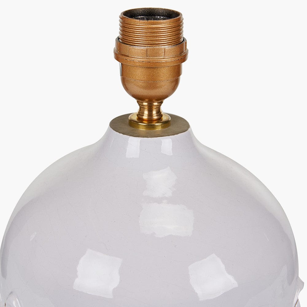 Willow White Leaf Detail Smal Stoneware Table Lamp - Base Only.