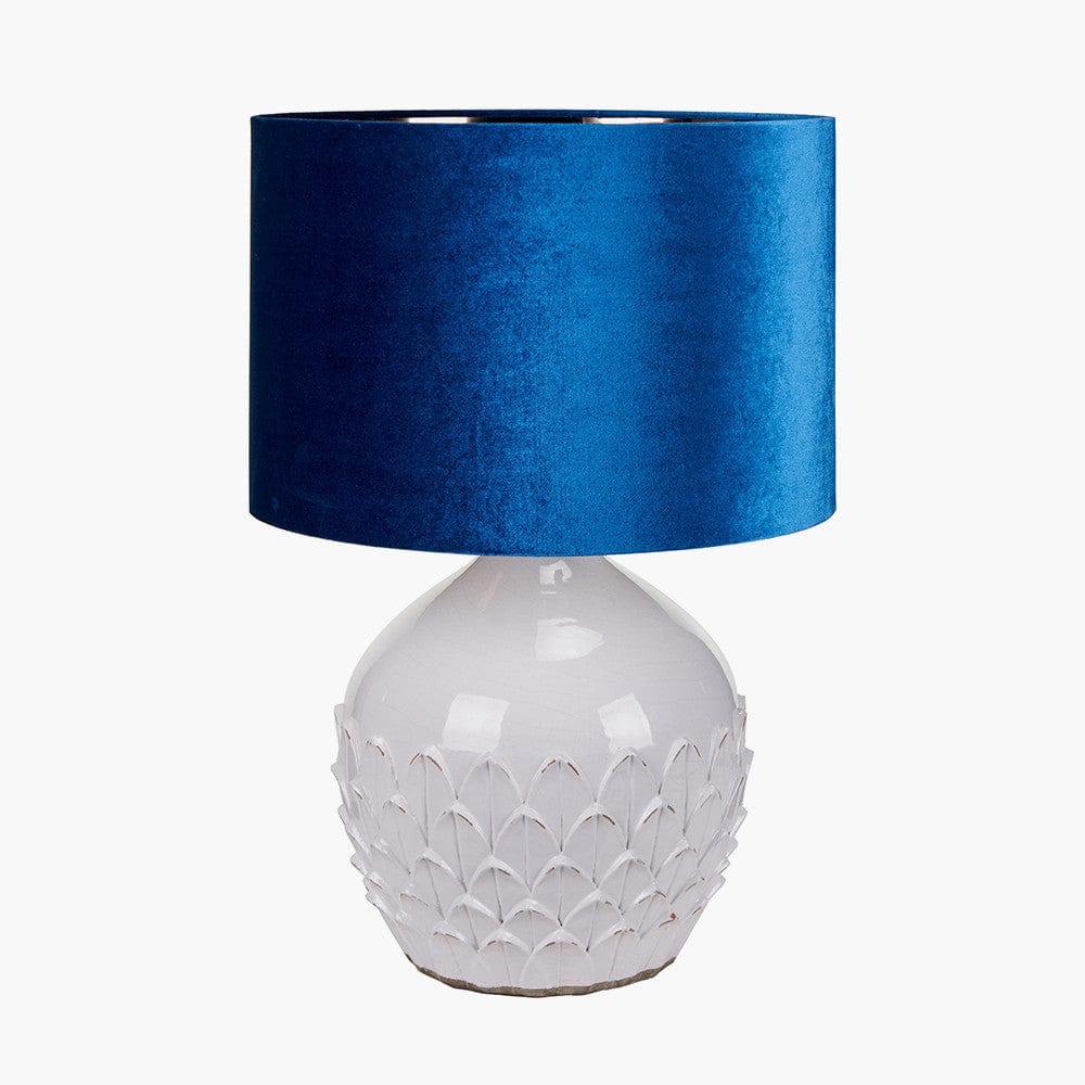 Willow White Leaf Detail Stoneware Table Lamp - Base Only.