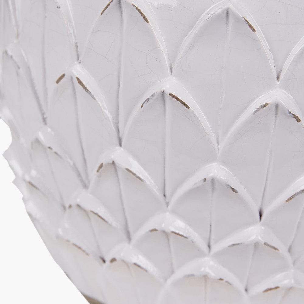 Willow White Leaf Detail Stoneware Table Lamp - Base Only.