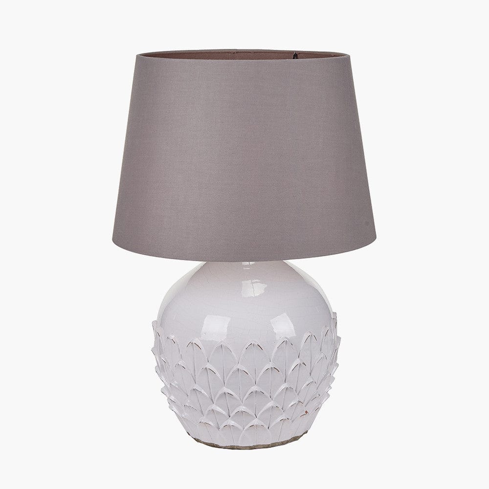 Willow White Leaf Detail Stoneware Table Lamp - Base Only.