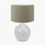 Pacific Lifestyle Lighting Willow White Leaf Detail Stoneware Table Lamp Base with Edward 40cm Pistachio Green Linen Cylinder Lampshade House of Isabella UK