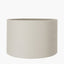 Willow White Leaf Detail Stoneware Table Lamp Base with Lino 40cm Grey Self Lined Linen Cylinder Lampshade.