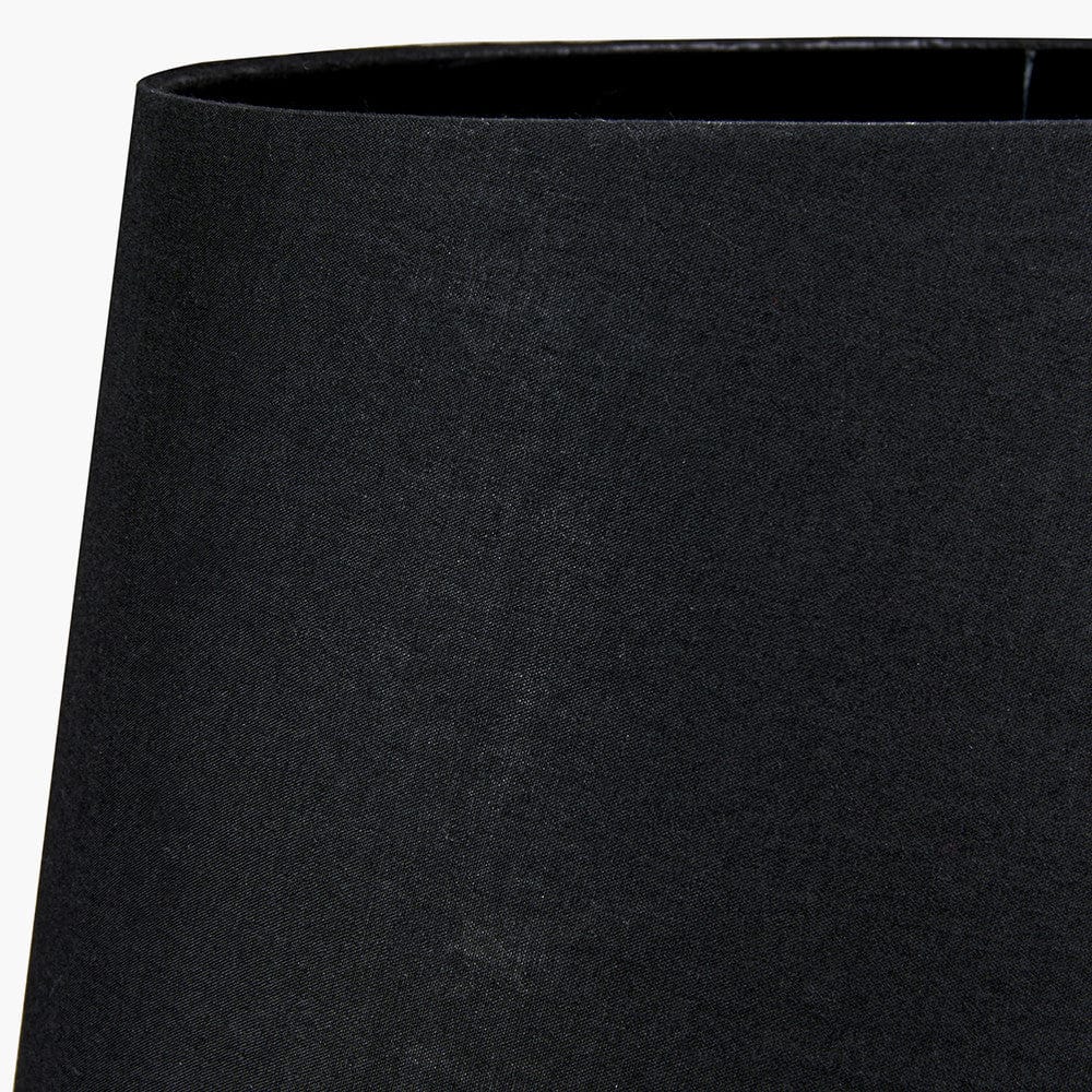 Windsor Sage Green Wooden Tripod Floor Lamp with Adelaide 40cm Black Tapered Cotton Mix Lampshade.