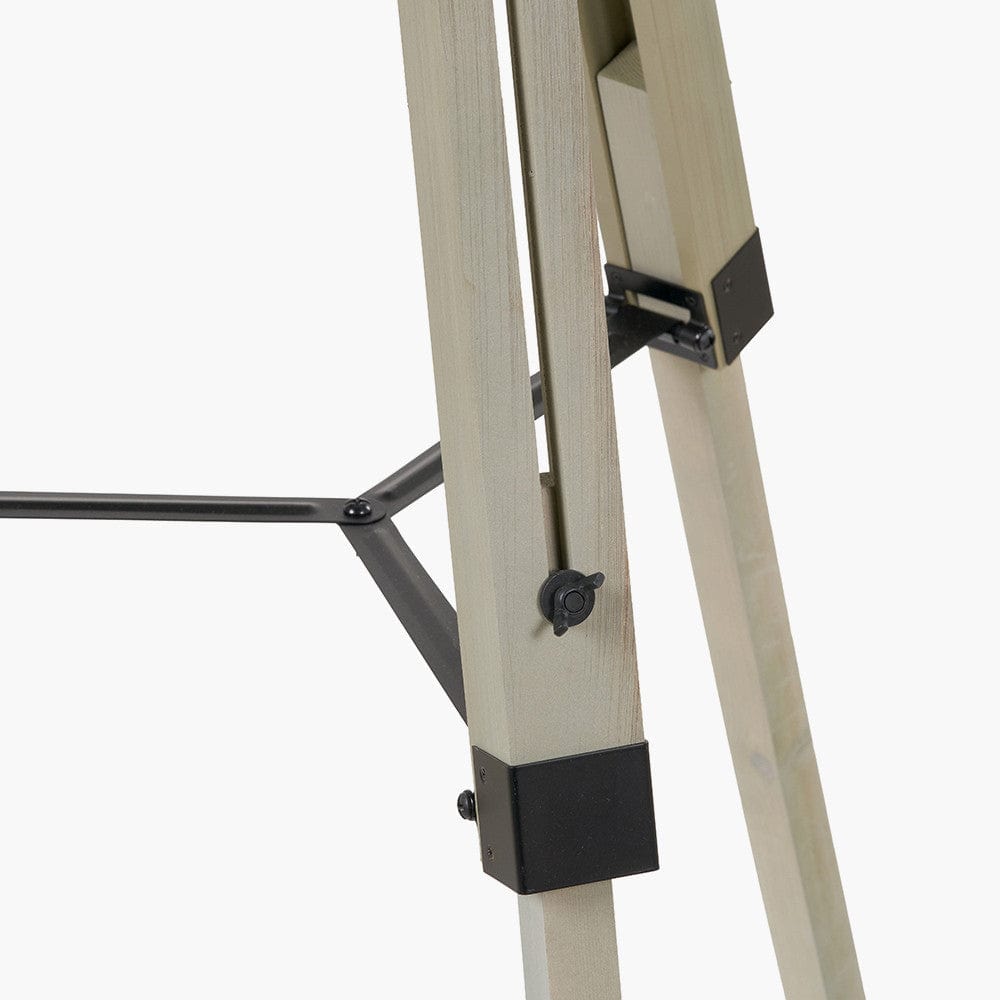Windsor Sage Green Wooden Tripod Floor Lamp with Adelaide 40cm Black Tapered Cotton Mix Lampshade.