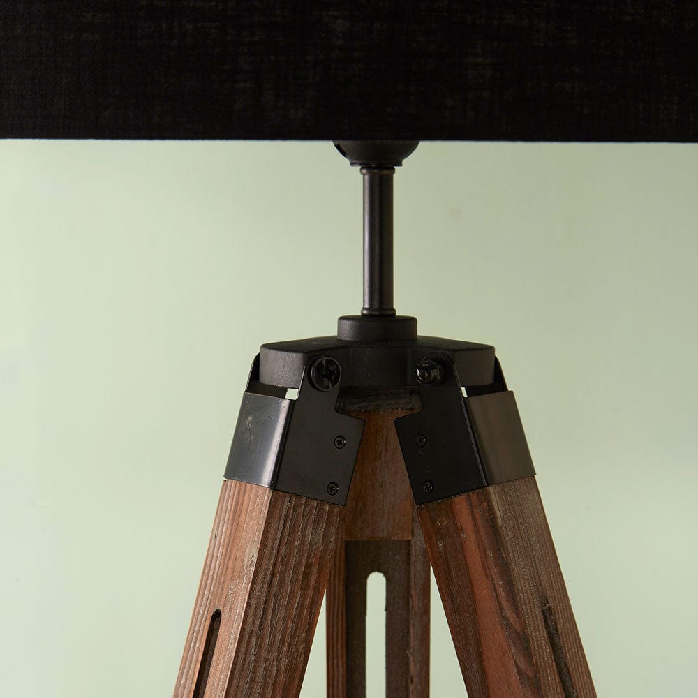 Windsor Wooden Tripod Floor Lamp - Base Only.