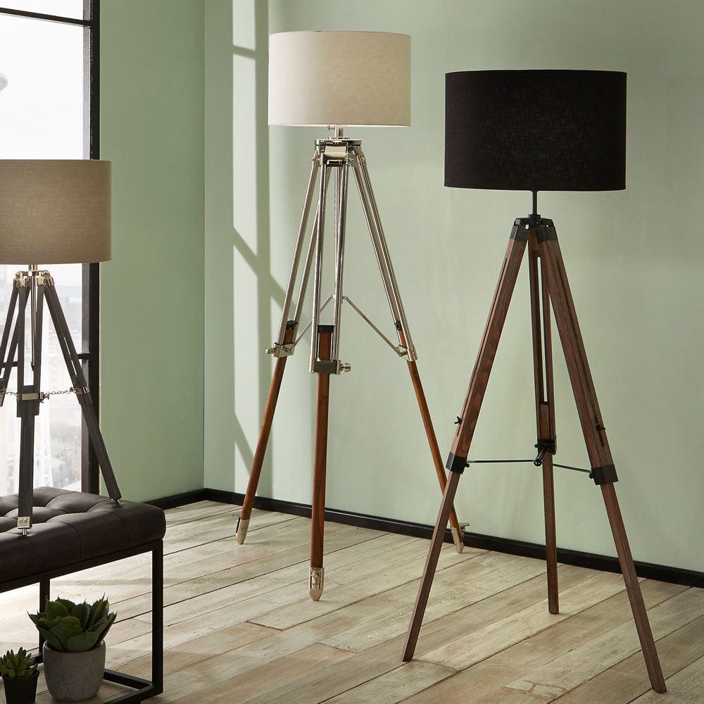Windsor Wooden Tripod Floor Lamp - Base Only.