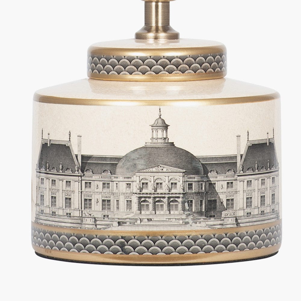 Wren Black and Cream Building Print Ceramic Table Lamp - Base Only.