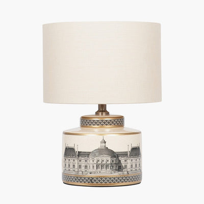 Pacific Lifestyle Lighting Wren Black and Cream Building Print Ceramic Table Lamp - Base Only House of Isabella UK