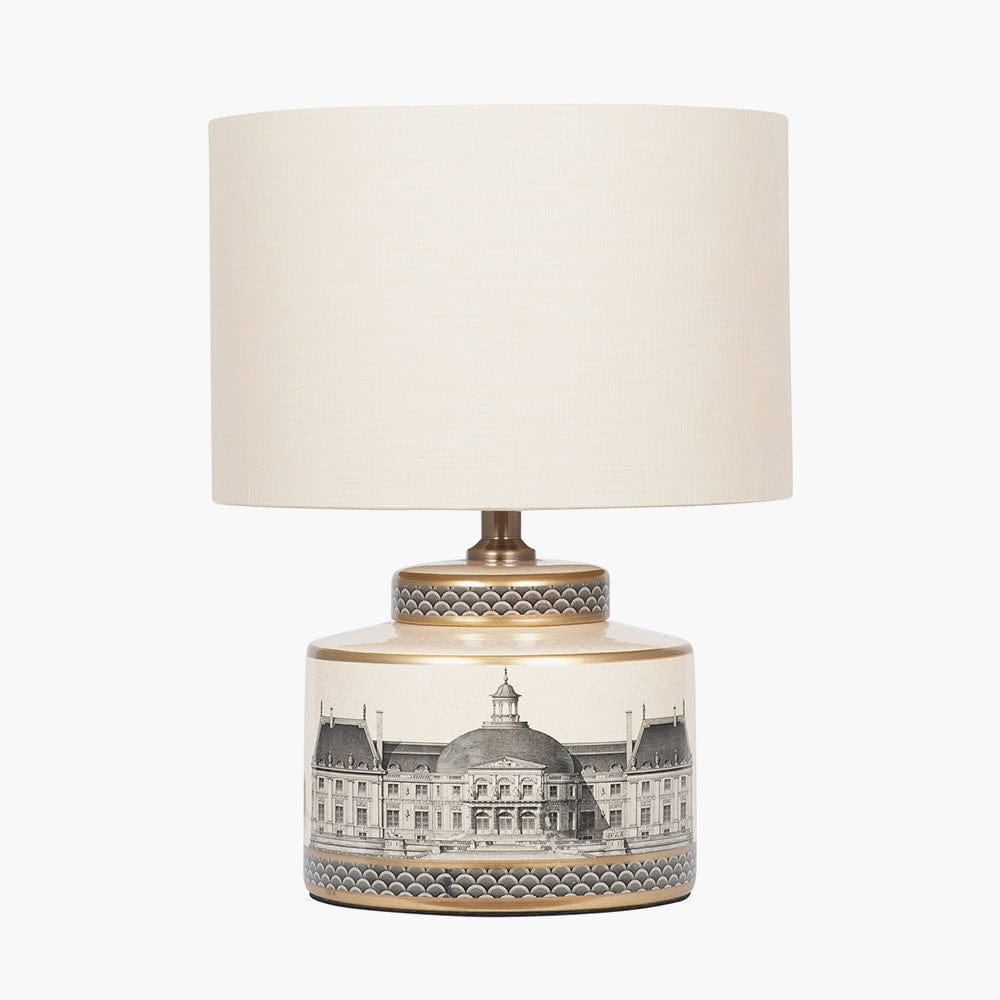 Wren Black and Cream Building Print Ceramic Table Lamp - Base Only.