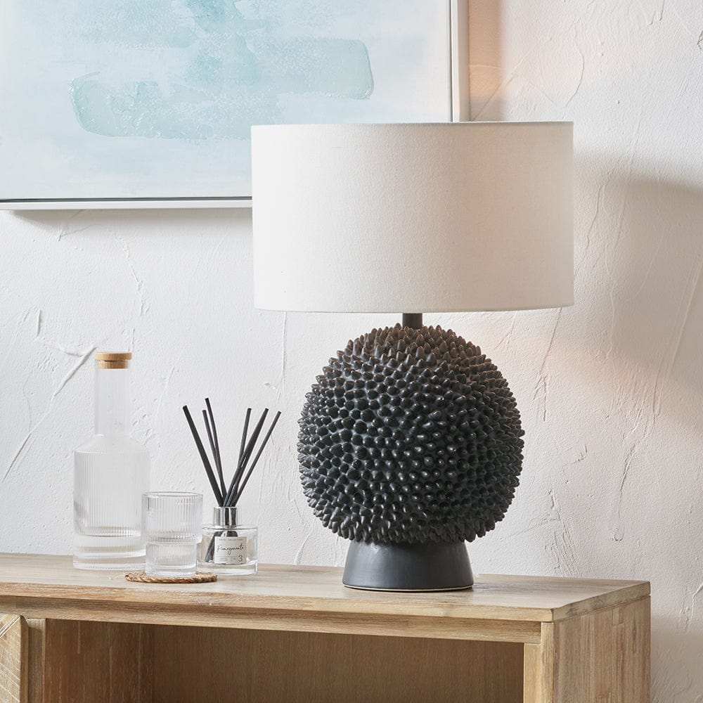 Pacific Lifestyle Lighting Wrenley Black Ceramic Sea Urchin Table Lamp Base House of Isabella UK