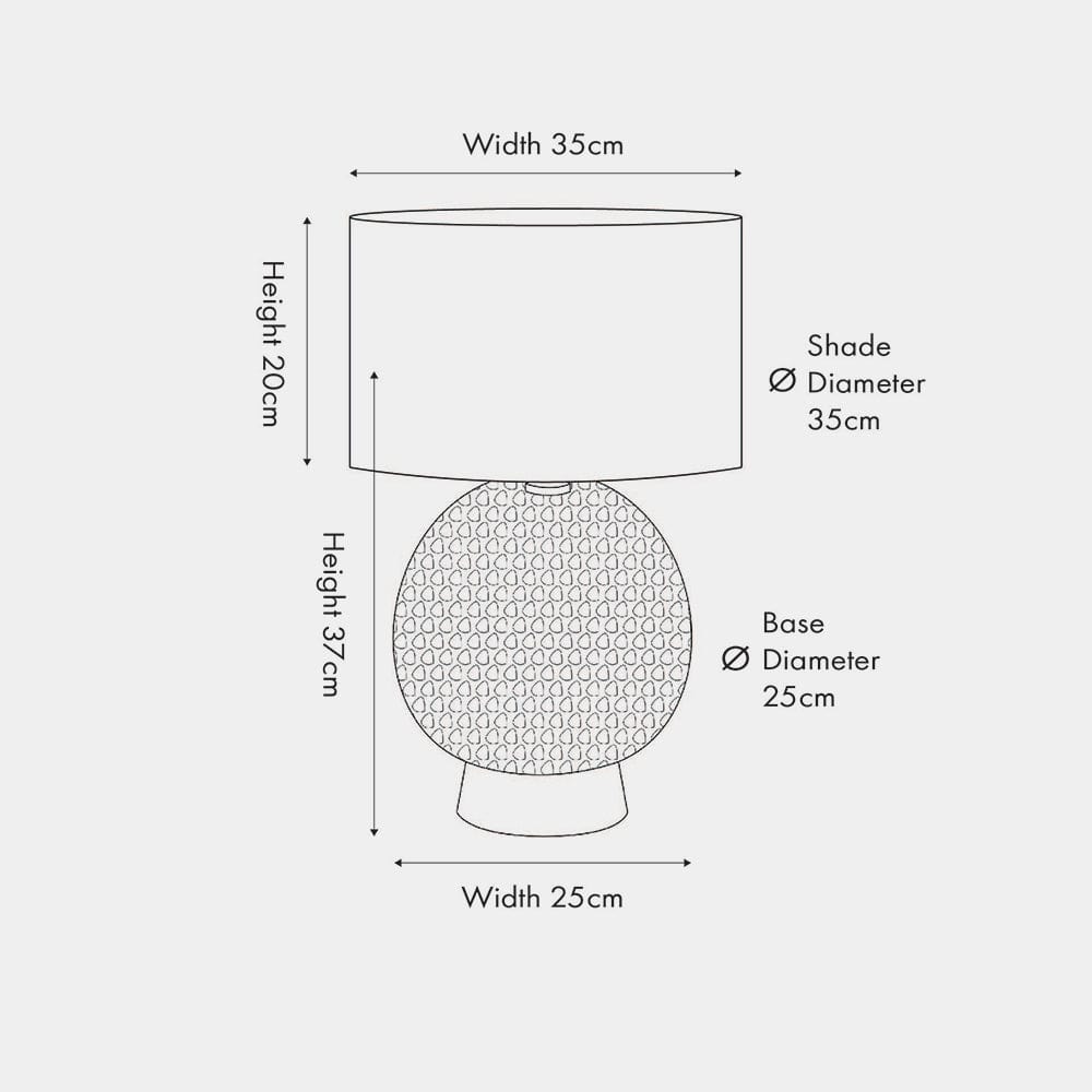 Wrenley Black Ceramic Sea Urchin Table Lamp Base with Henry 35cm White Handloom Cylinder Shade.