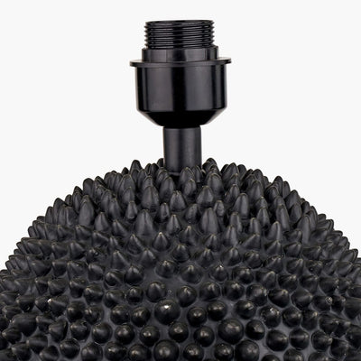 Pacific Lifestyle Lighting Wrenley Black Ceramic Sea Urchin Table Lamp Base with Henry 35cm White Handloom Cylinder Shade House of Isabella UK