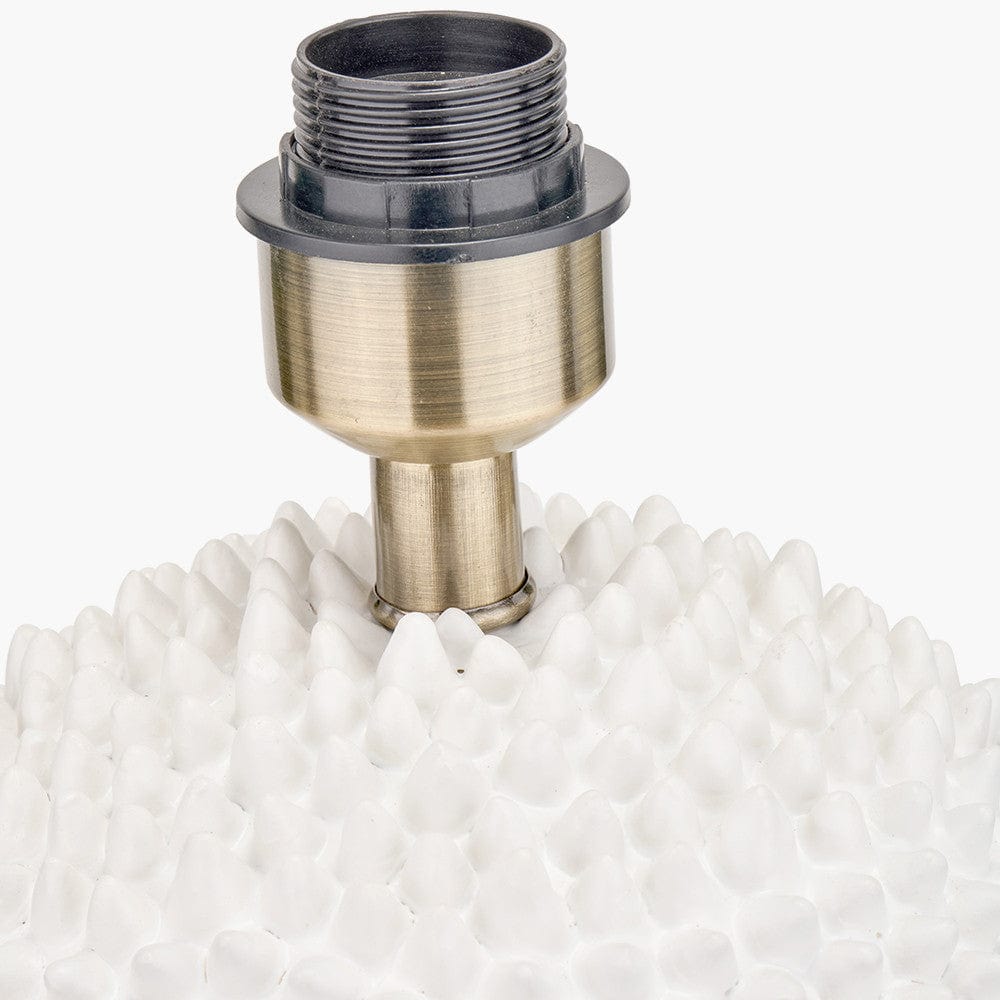 Wrenley Cream Ceramic Sea Urchin Table Lamp Base with Henry 35cm Grey Handloom Cylinder Lampshade.