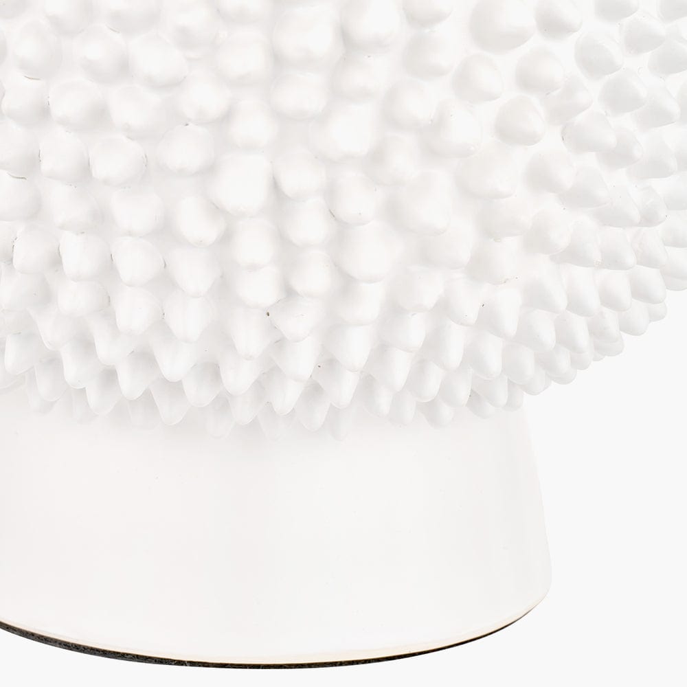 Wrenley Cream Ceramic Sea Urchin Table Lamp Base with Henry 35cm Grey Handloom Cylinder Shade.
