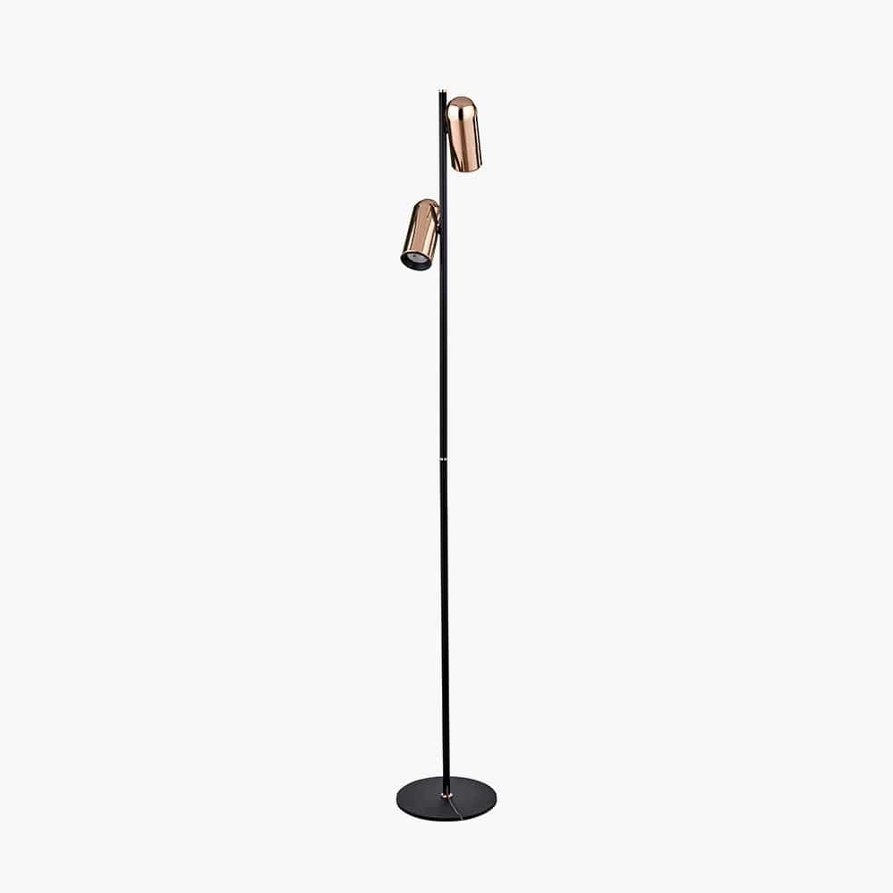 Xena Black and Rose Gold Metal LED Floor Lamp.