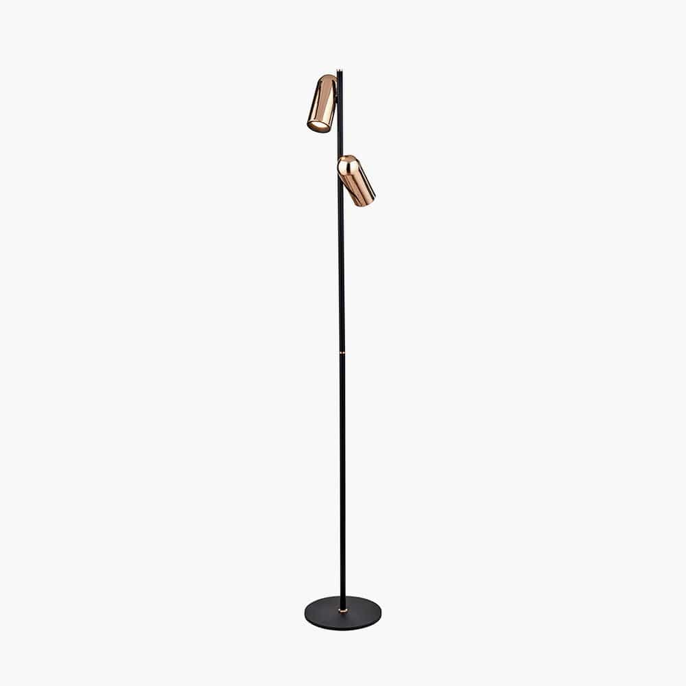 Xena Black and Rose Gold Metal LED Floor Lamp.
