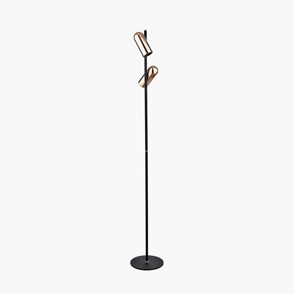 Pacific Lifestyle Lighting Xena Black and Rose Gold Metal LED Floor Lamp House of Isabella UK