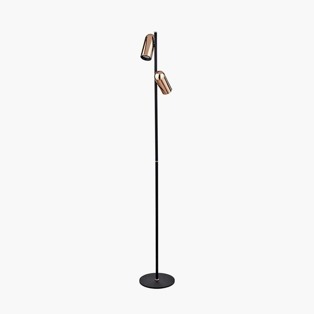 Pacific Lifestyle Lighting Xena Black and Rose Gold Metal LED Floor Lamp House of Isabella UK