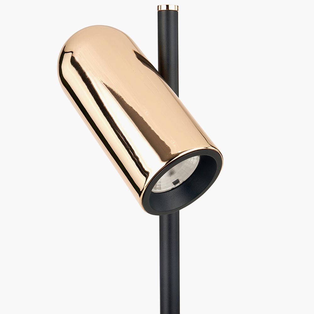 Xena Black and Rose Gold Metal LED Table Lamp.