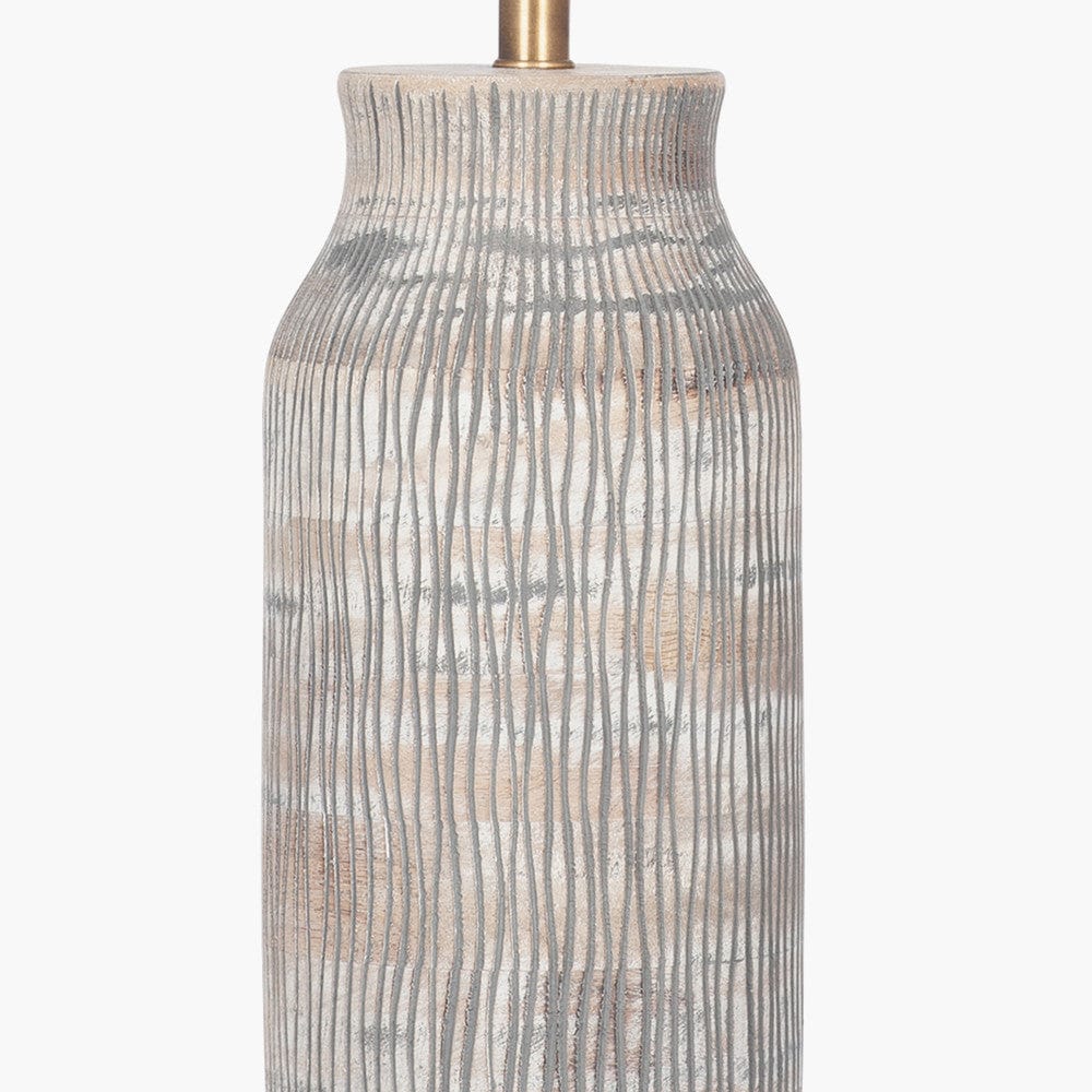 Yala Grey Wash Wood Textured Bottle Table Lamp - Base Only.