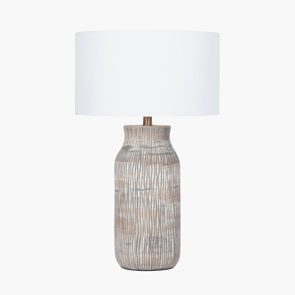 Pacific Lifestyle Lighting Yala Grey Wash Wood Textured Bottle Table Lamp - Base Only House of Isabella UK