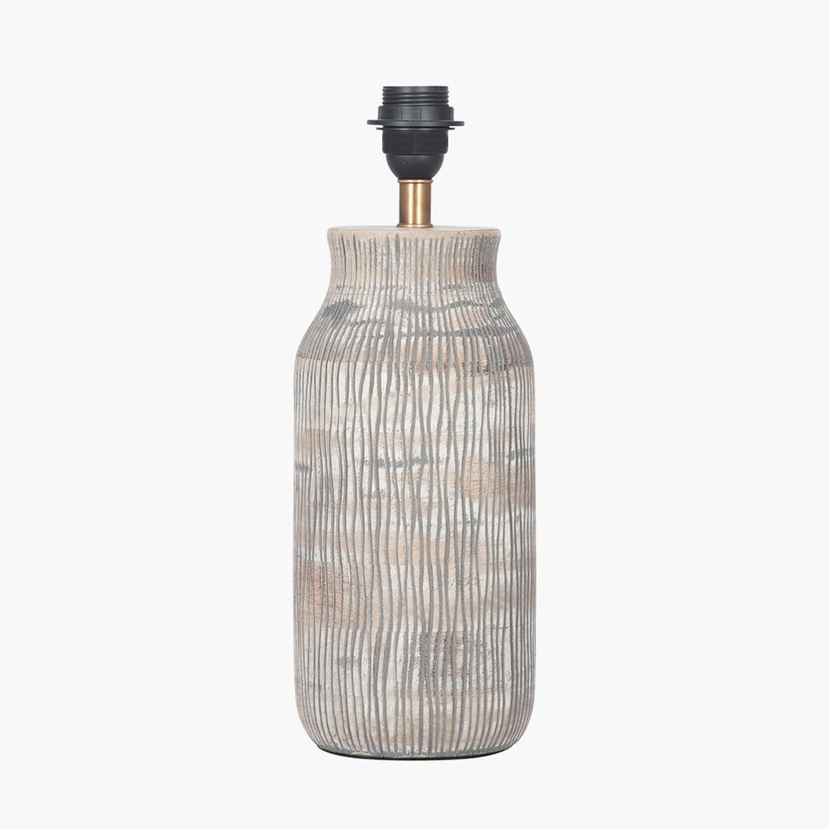 Yala Grey Wash Wood Textured Bottle Table Lamp - Base Only.