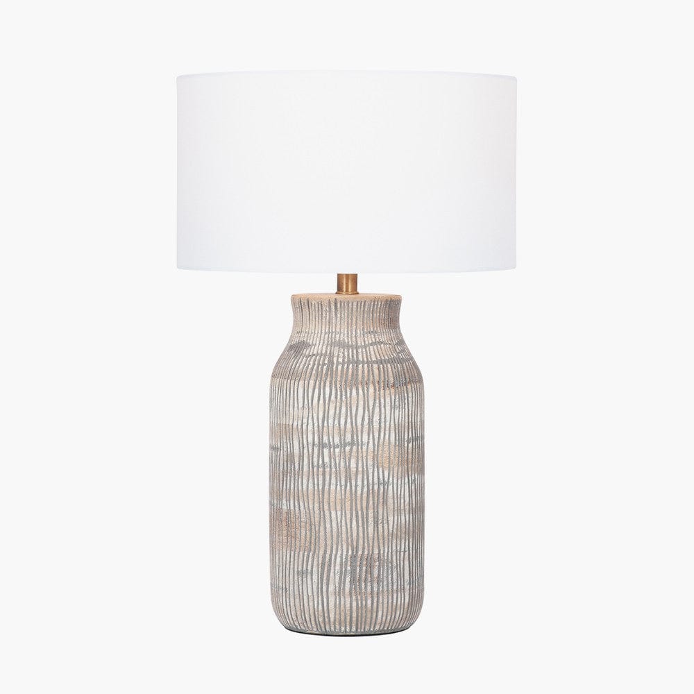 Yala Grey Wash Wood Textured Bottle Table Lamp - Base Only.