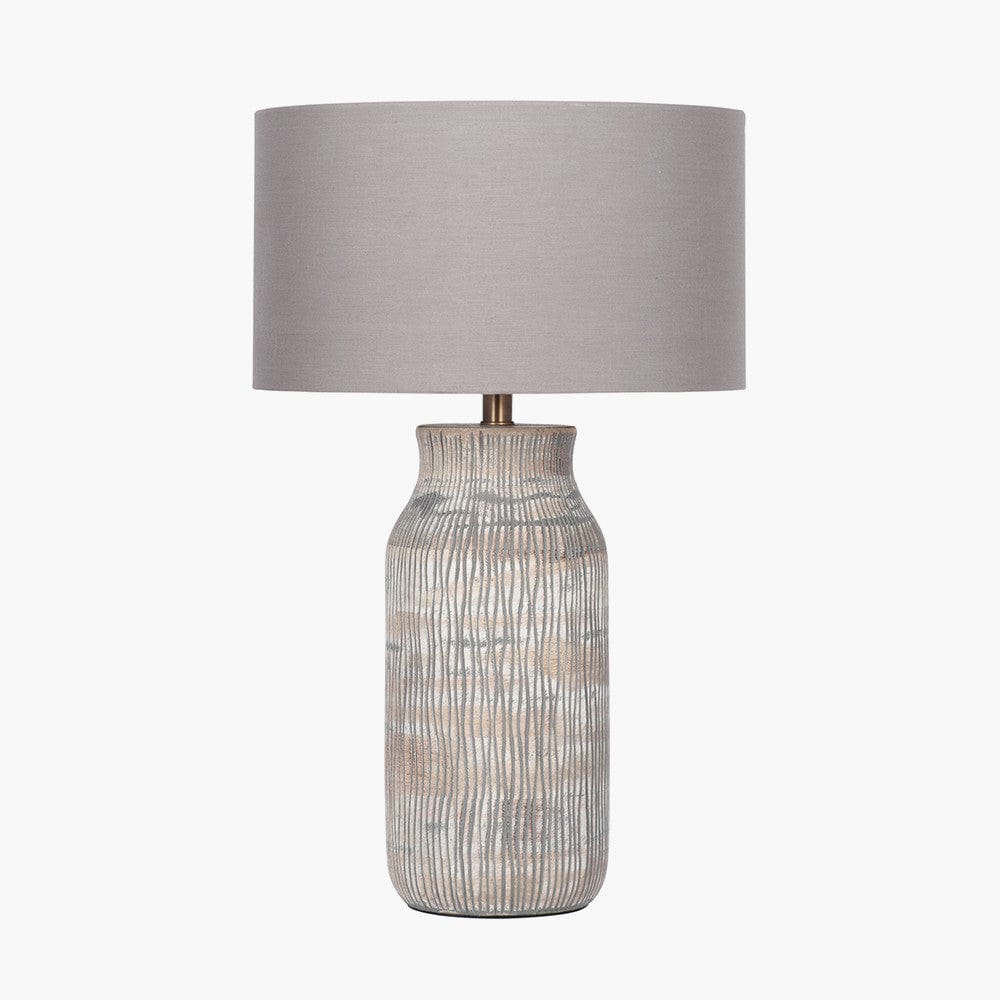Yala Grey Wash Wood Textured Bottle Table Lamp - Base Only.