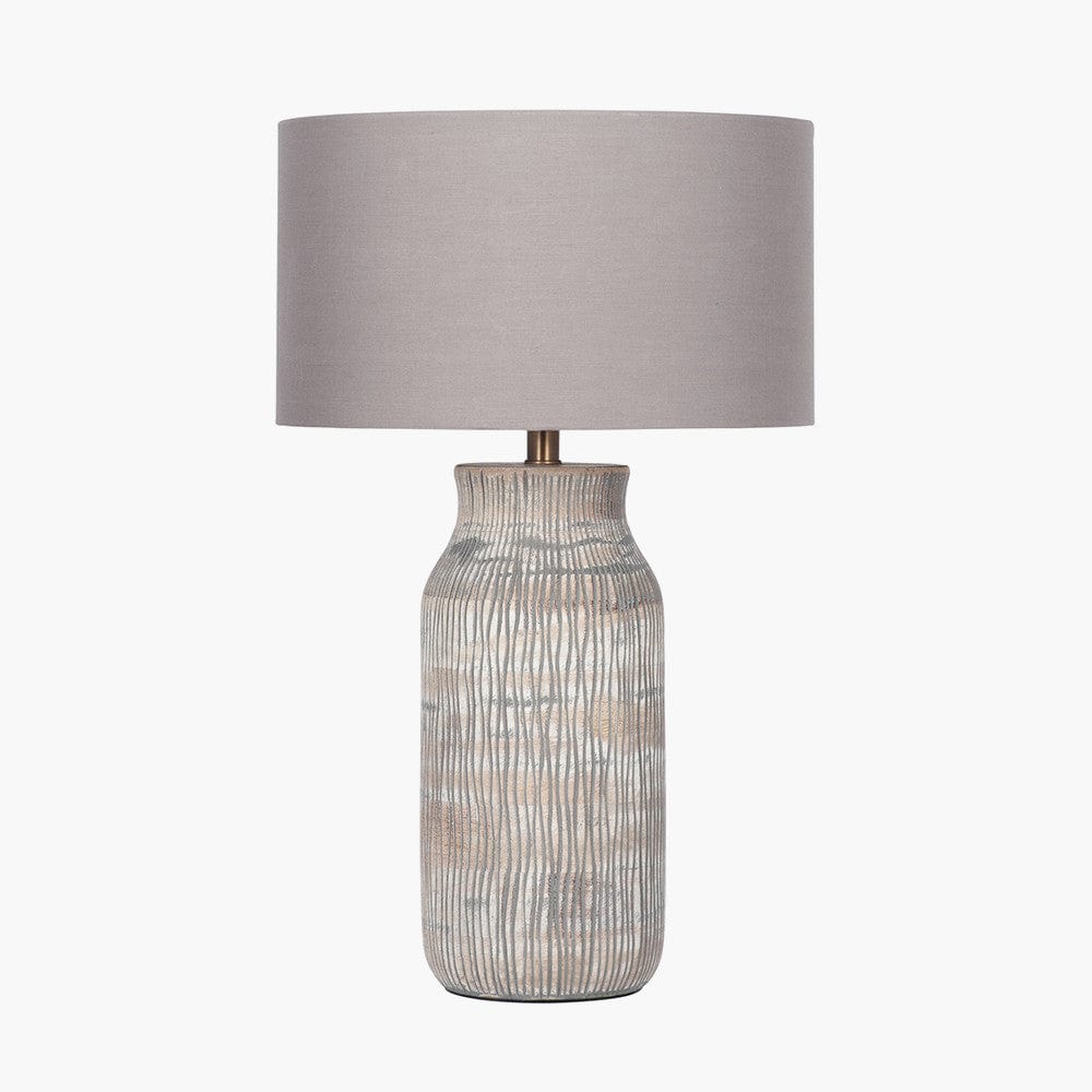 Pacific Lifestyle Lighting Yala Grey Wash Wood Textured Bottle Table Lamp - Base Only House of Isabella UK