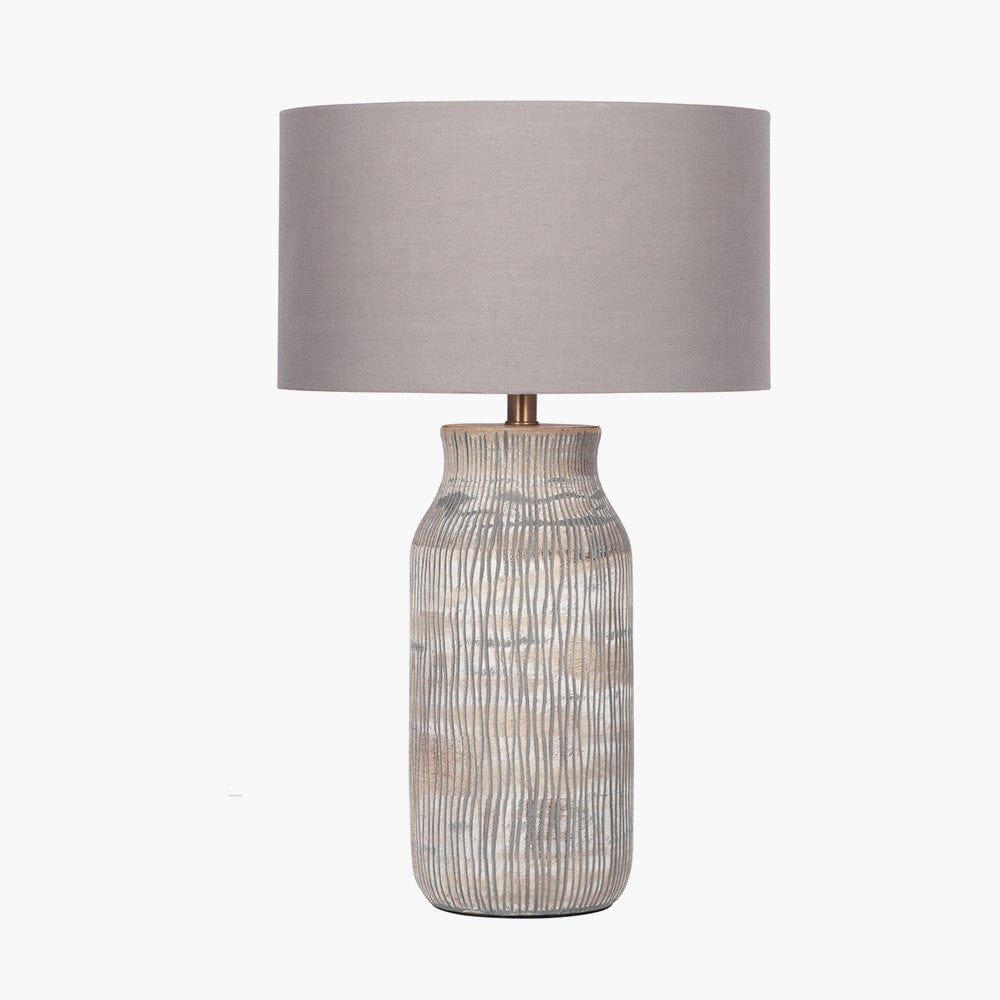 Yala Grey Wash Wood Textured Bottle Table Lamp - Base Only.