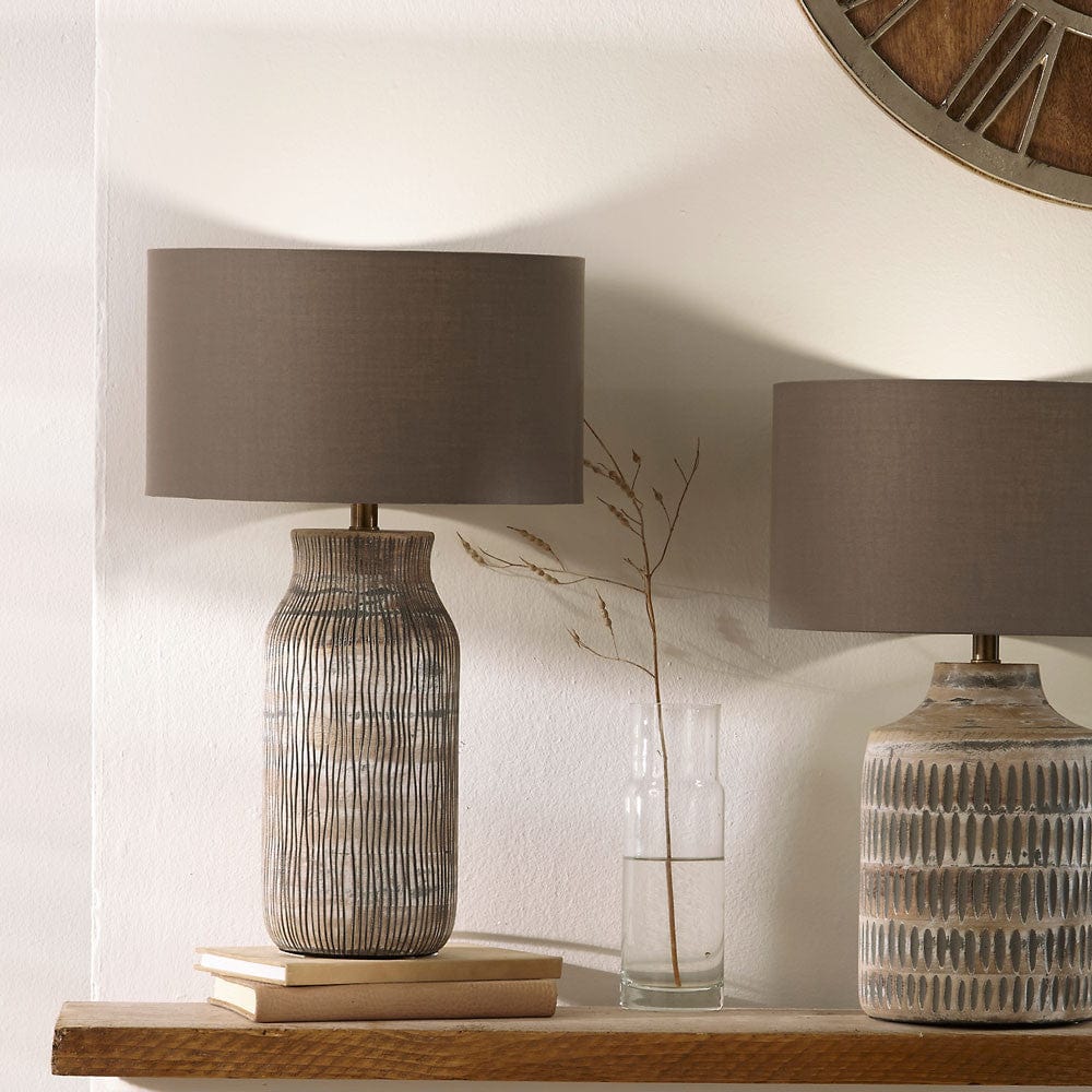 Yala Grey Wash Wood Textured Bottle Table Lamp - Base Only.