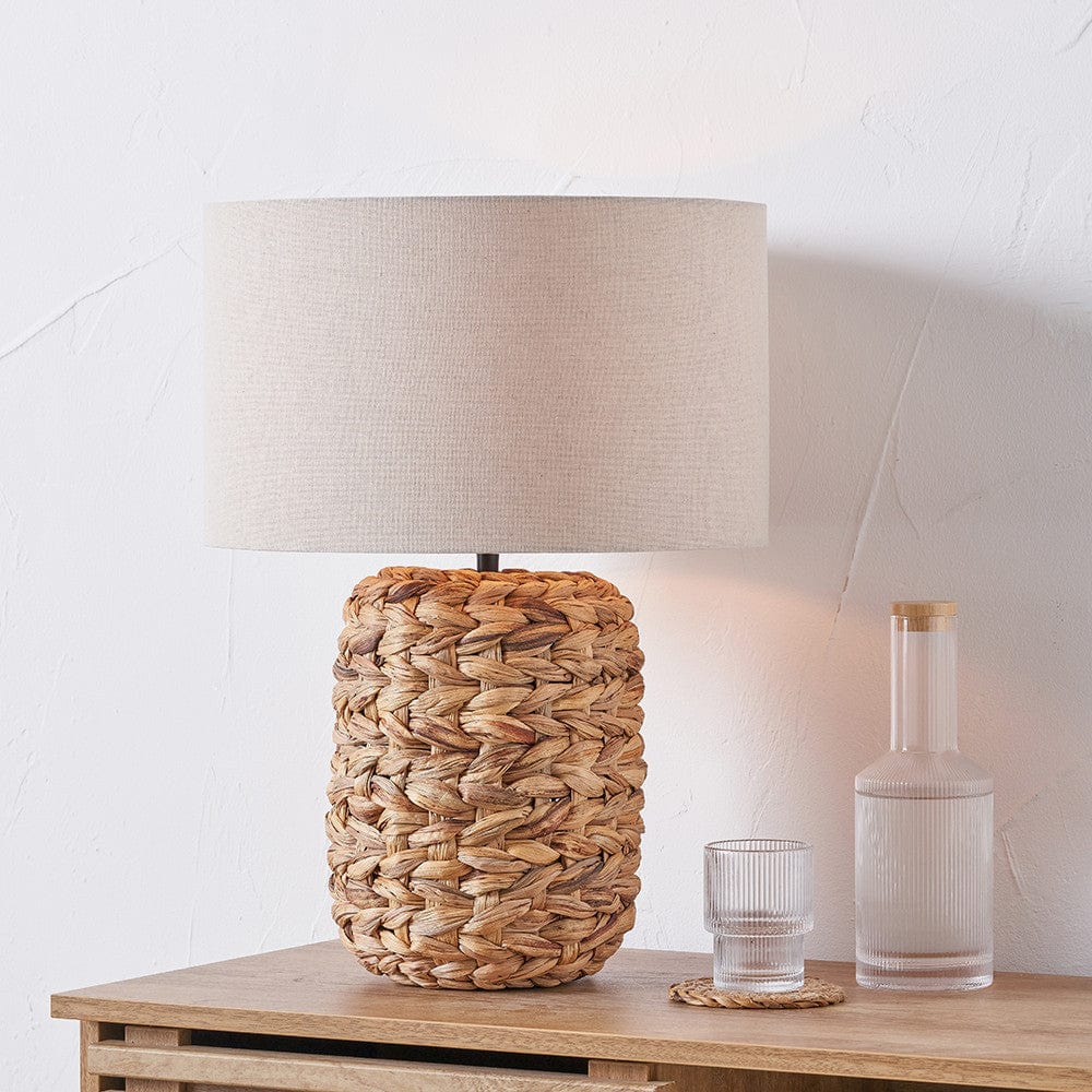 Zadi Natural Plaited Tall Water Hyacinth Table Lamp.