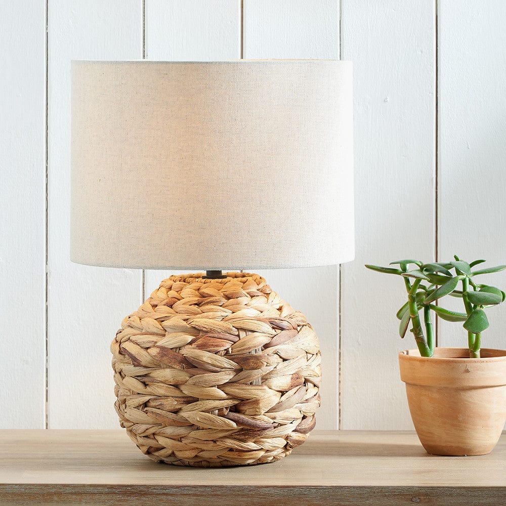 Zadi Natural Plaited Water Hyacinth Table Lamp.