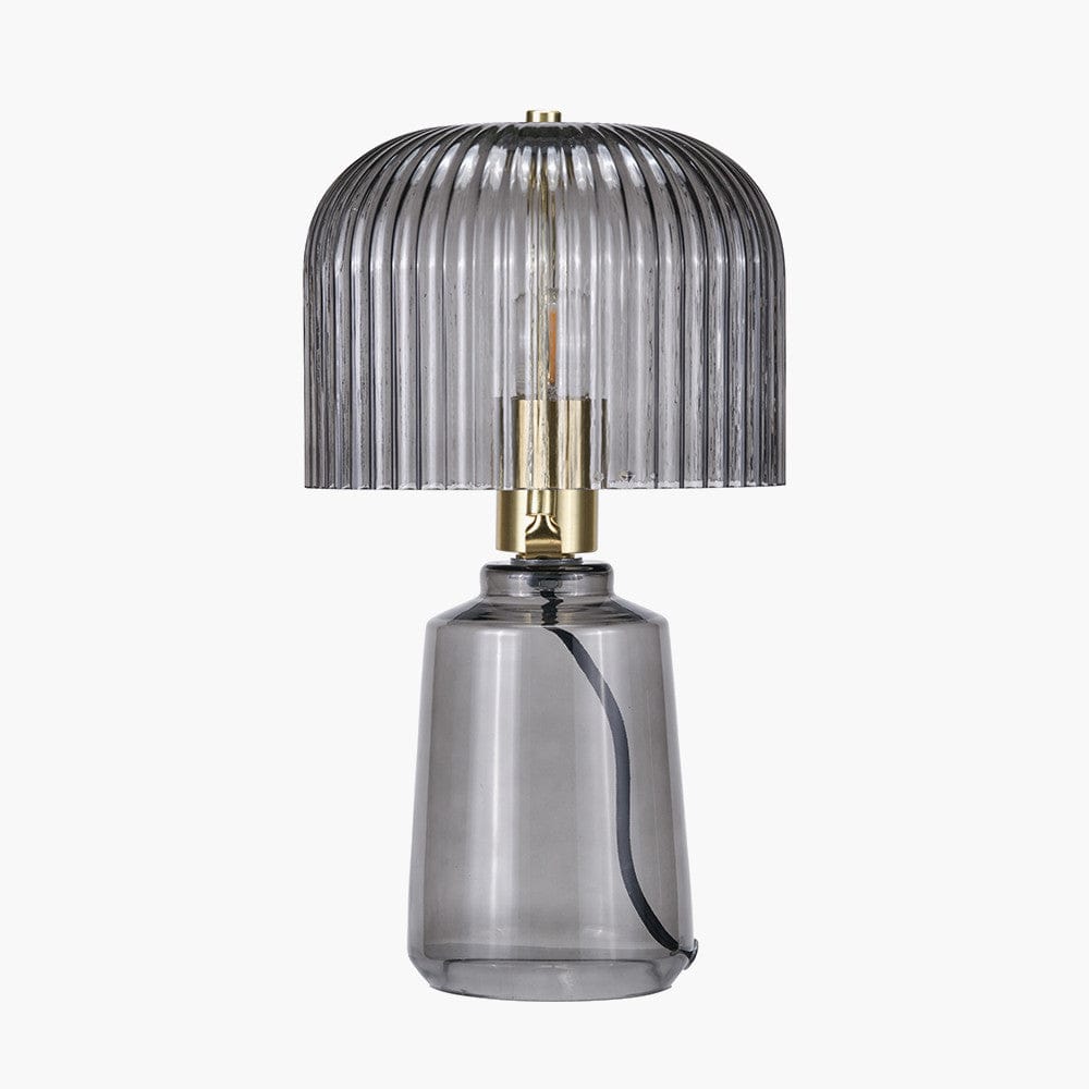 Pacific Lifestyle Lighting Zandra Grey Ribbed Glass Table Lamp House of Isabella UK