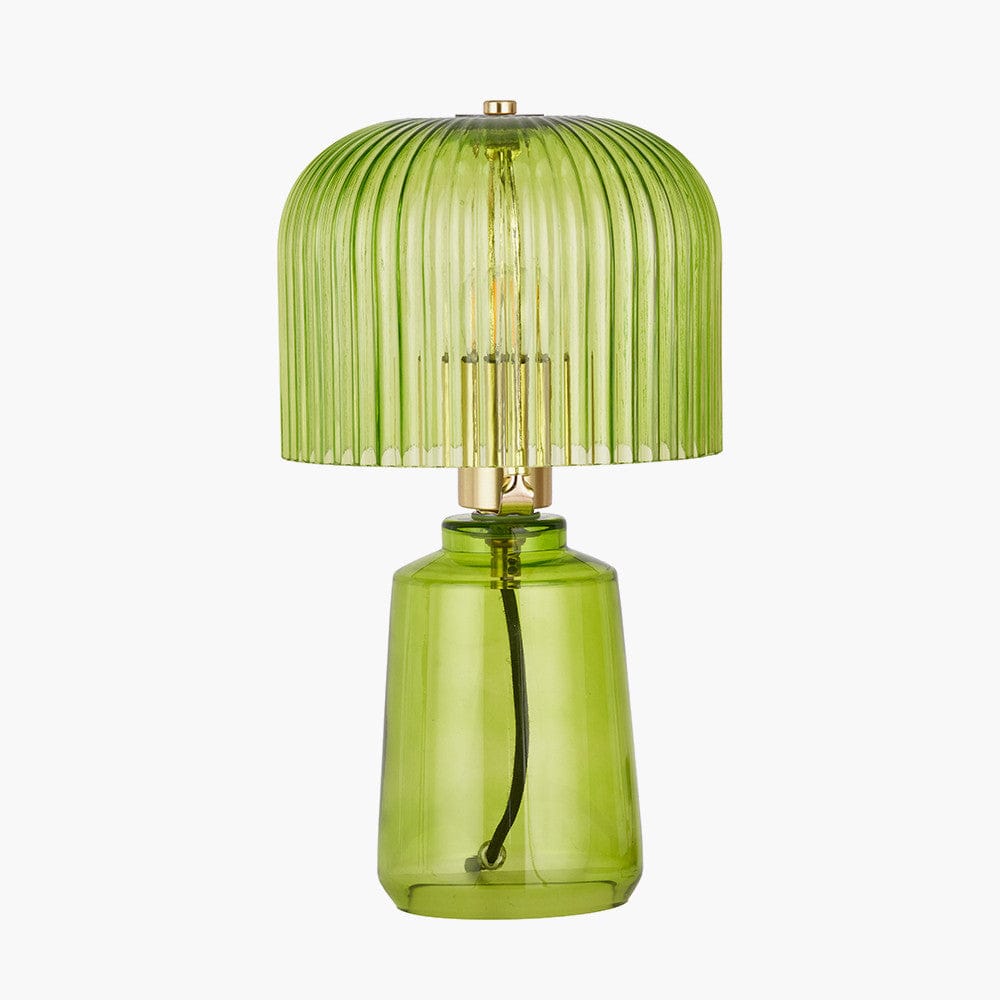 Pacific Lifestyle Lighting Zandra Spring Green Ribbed Glass Table Lamp House of Isabella UK