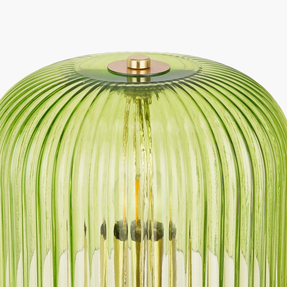 Pacific Lifestyle Lighting Zandra Spring Green Ribbed Glass Table Lamp House of Isabella UK
