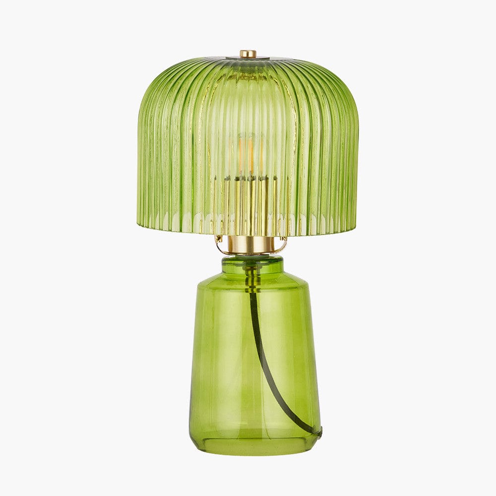 Pacific Lifestyle Lighting Zandra Spring Green Ribbed Glass Table Lamp House of Isabella UK
