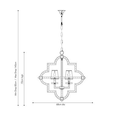 Pacific Lifestyle Lighting Zanetta Nickel Metal Four Shade Pendant House of Isabella UK