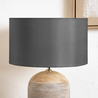 Pacific Lifestyle Lighting Zara 40cm Steel Grey Silk Lined Cylinder Shade House of Isabella UK