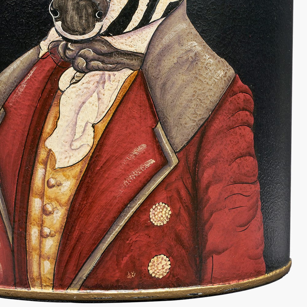 Pacific Lifestyle Lighting Zebra Black Hand Painted Metal Table Lamp Base with Harry 40cm Black Cotton Mix Cylinder Lampshade House of Isabella UK