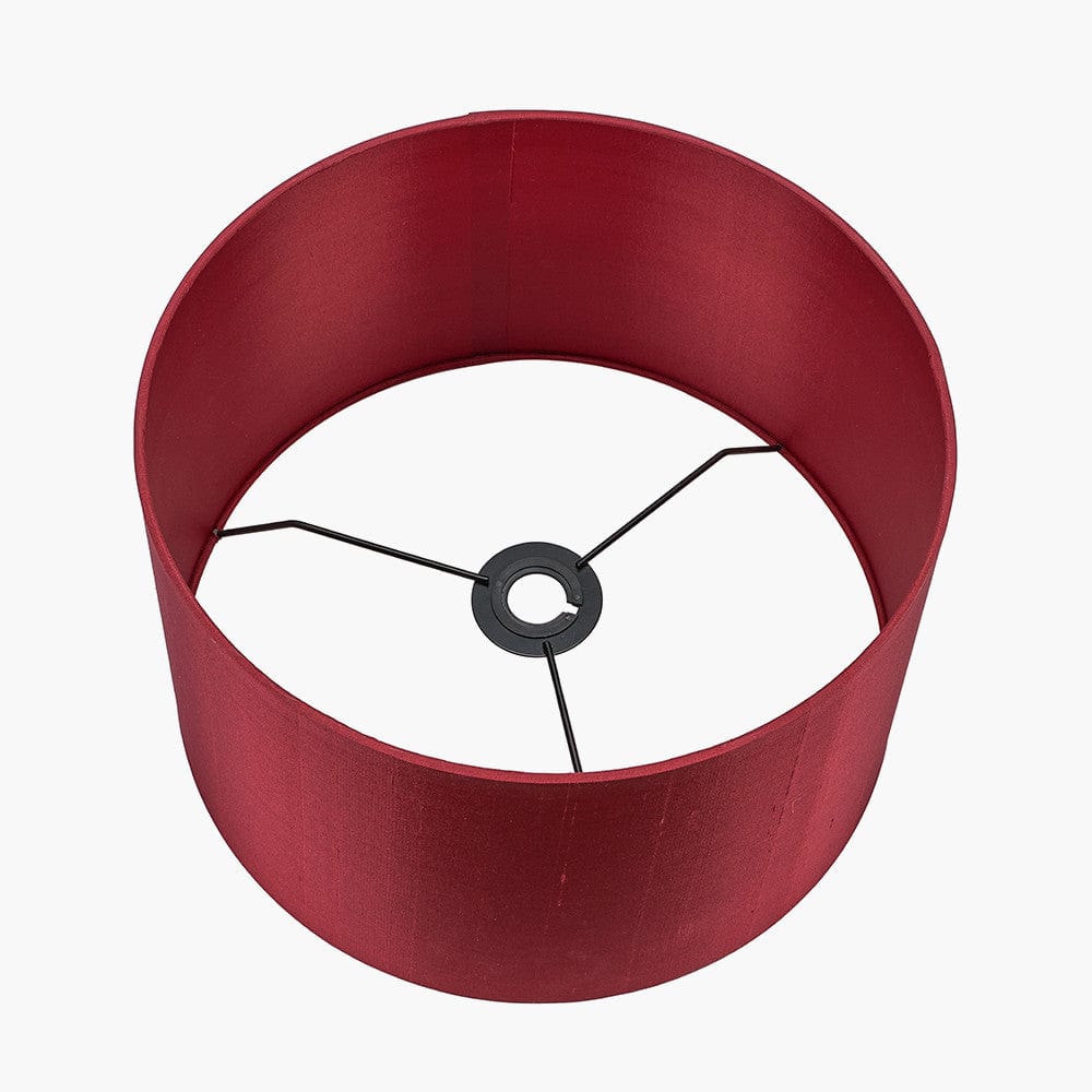 Zebra Black Hand Painted Metal Table Lamp Base with Zara 40cm Mulberry Silk Lined Cylinder Lampshade.